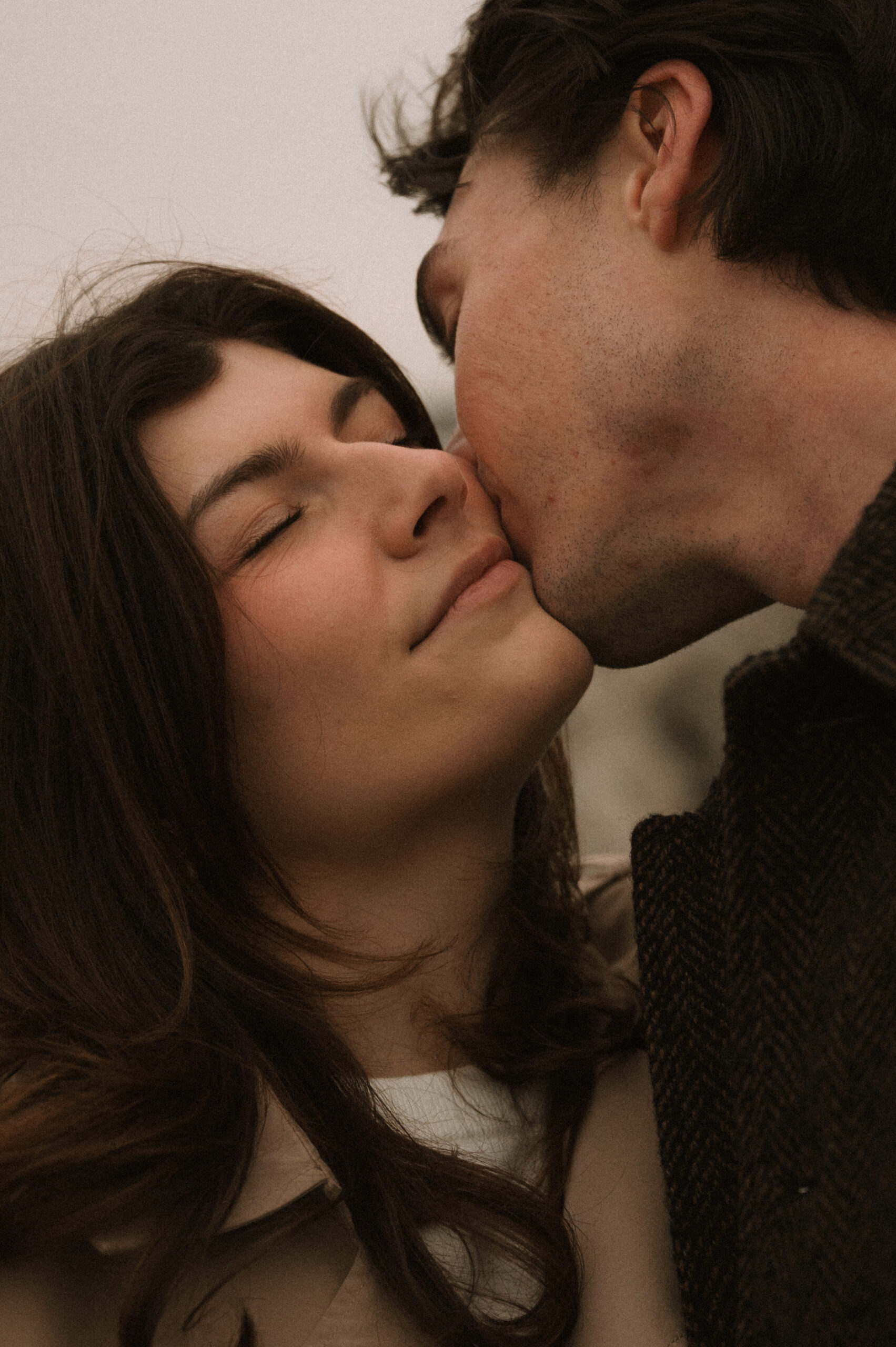 Cinematic engagement photography New England Film-inspired engagement photos New England Story-driven wedding photography New England Editorial coastal engagement photography Moody cinematic engagement session Timeless New England engagement photos Romantic cinematic wedding photography